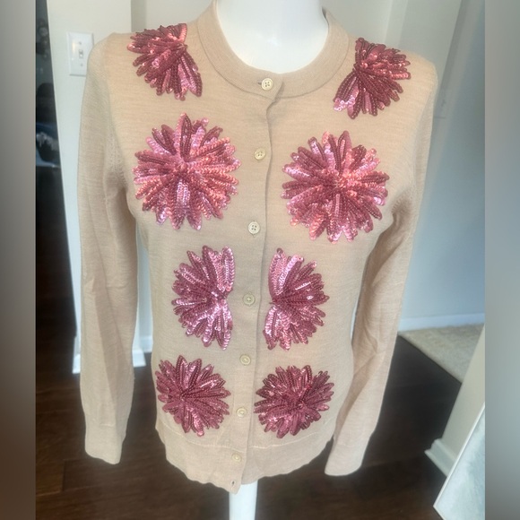 J. Crew Merino Wool Sequined Cardigan Sweater M - Picture 1 of 6